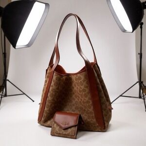 COACH Hadley Hobo In Signature Canvas & Leather Handbag  79249 With Wallet